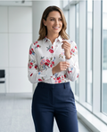 White Floral Extra Slim Fit Cotton Shirt