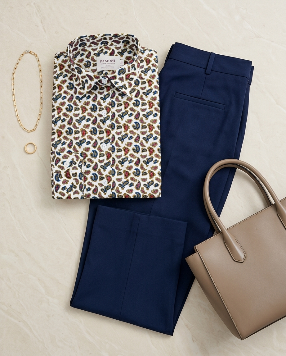 Classic Paisley Print Fitted Cotton Shirt
