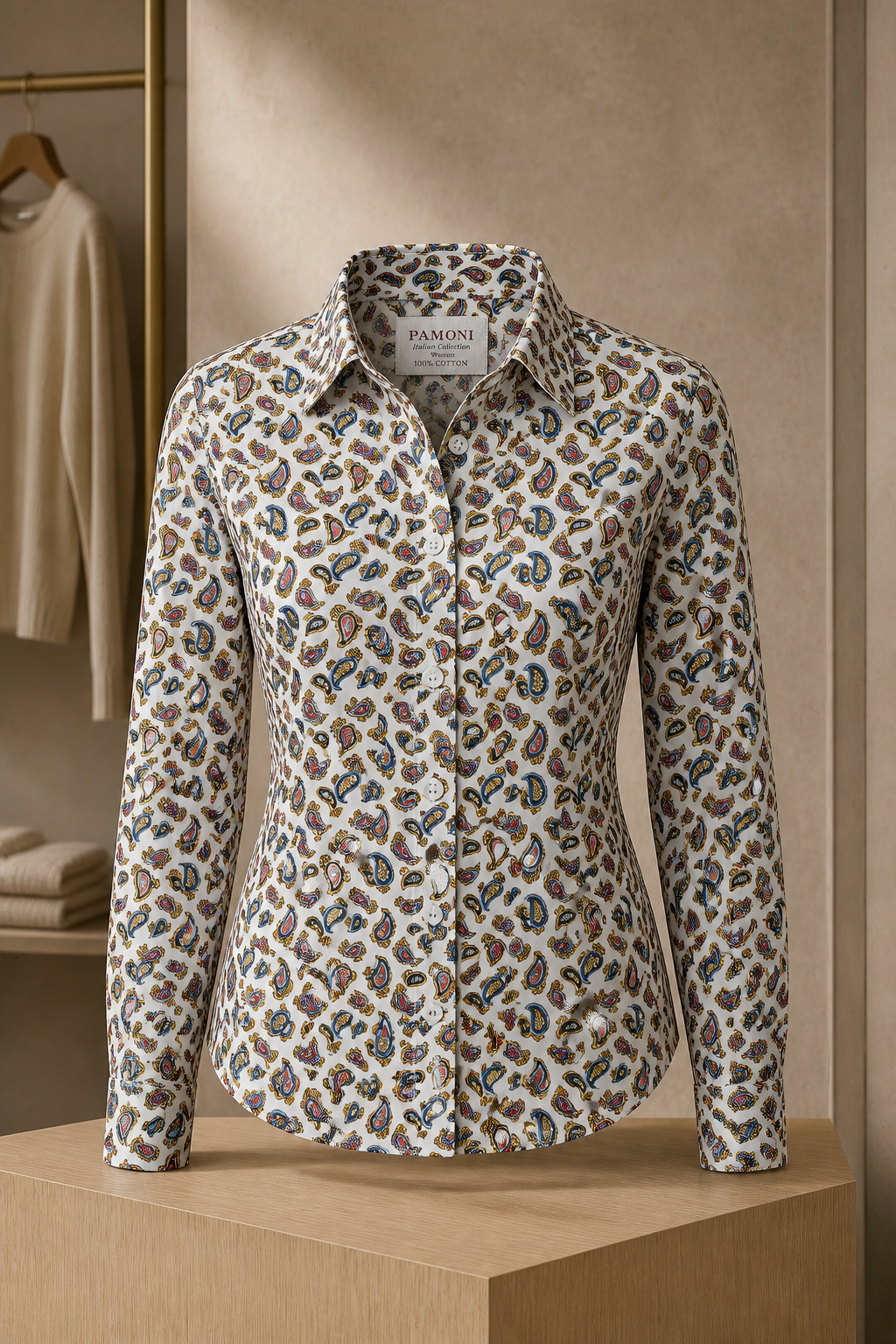Classic Paisley Print Fitted Cotton Shirt