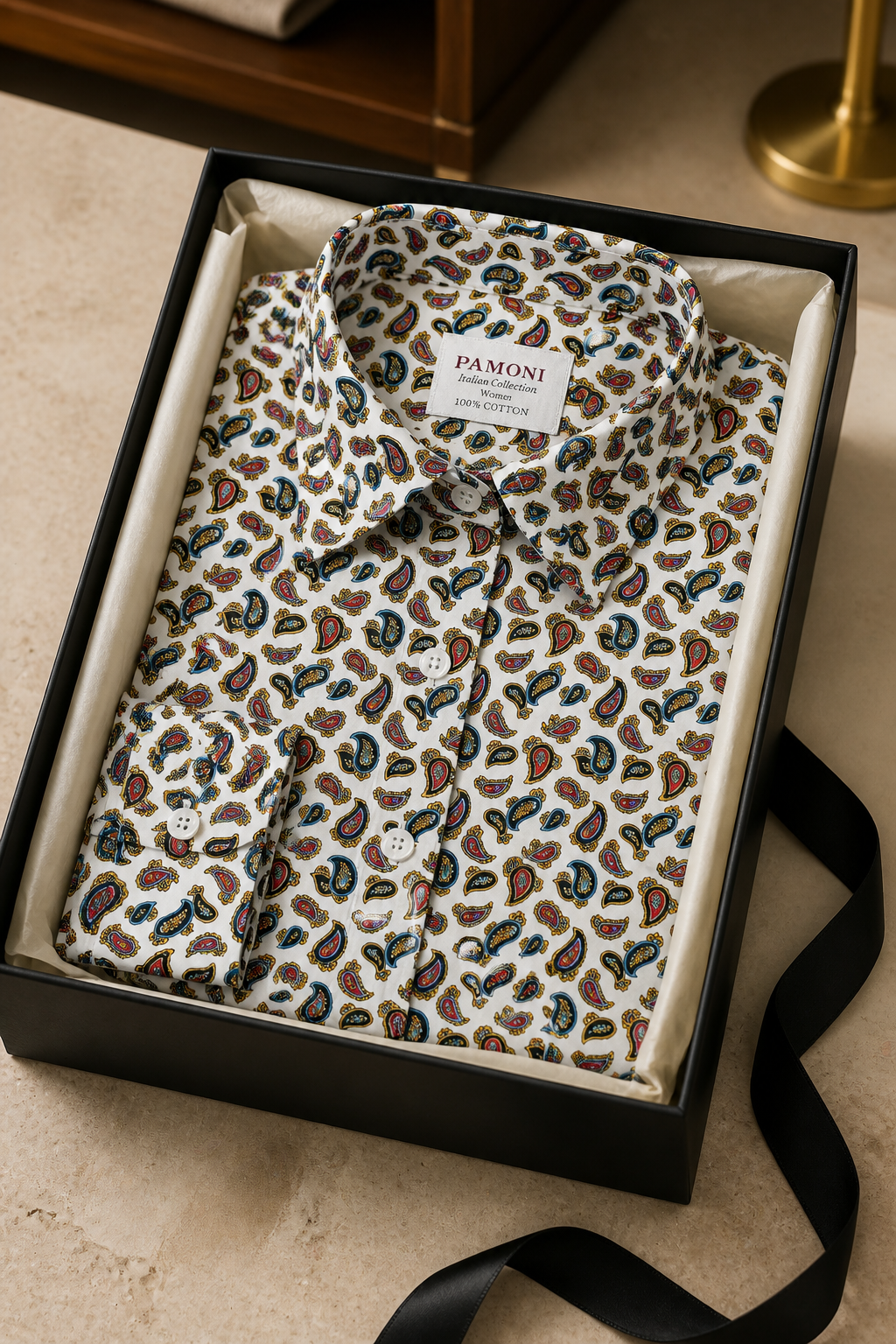Classic Paisley Print Fitted Cotton Shirt