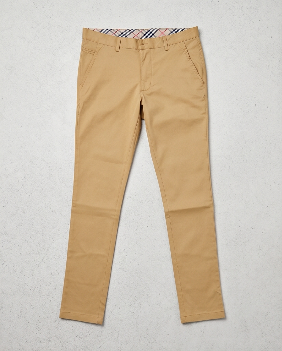 Beige Slim-Fit Stretch Chino – 100% Cotton