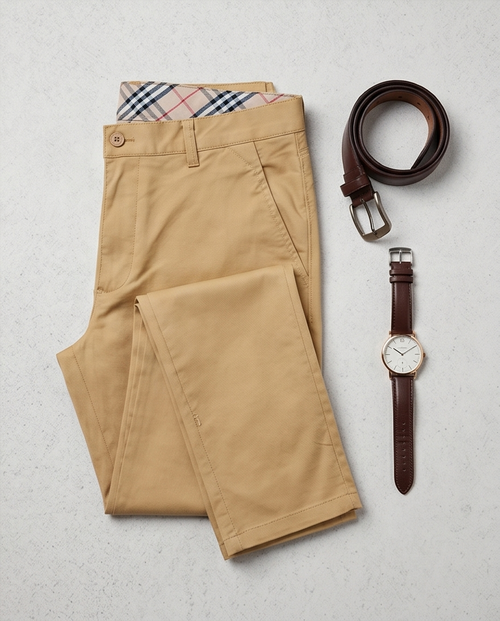 Beige Slim-Fit Stretch Chino – 100% Cotton