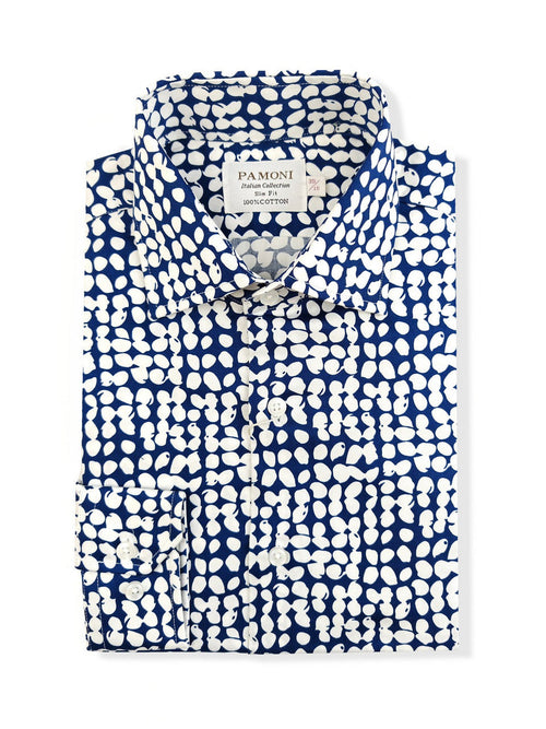 Blue and White Checkered Print Shirt