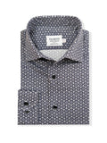 Men’s Navy & White Micro Floral Print Slim Fit Shirt – 100% Cotton