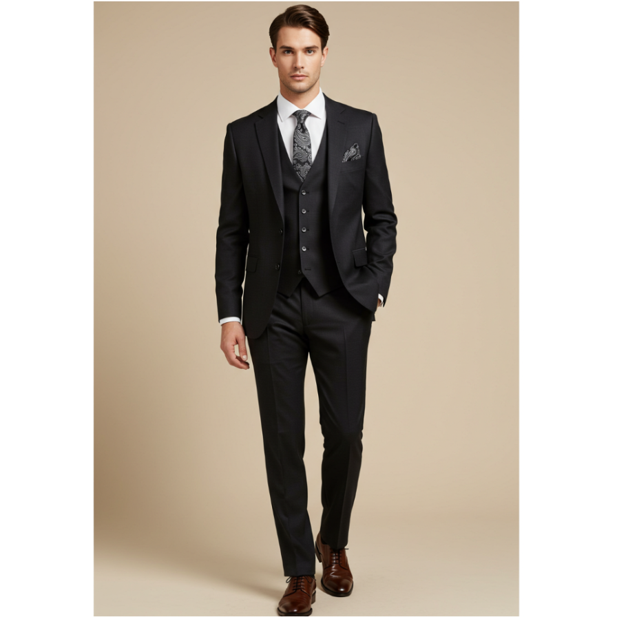 Men’s Black 3-Piece Slim Fit Suit
